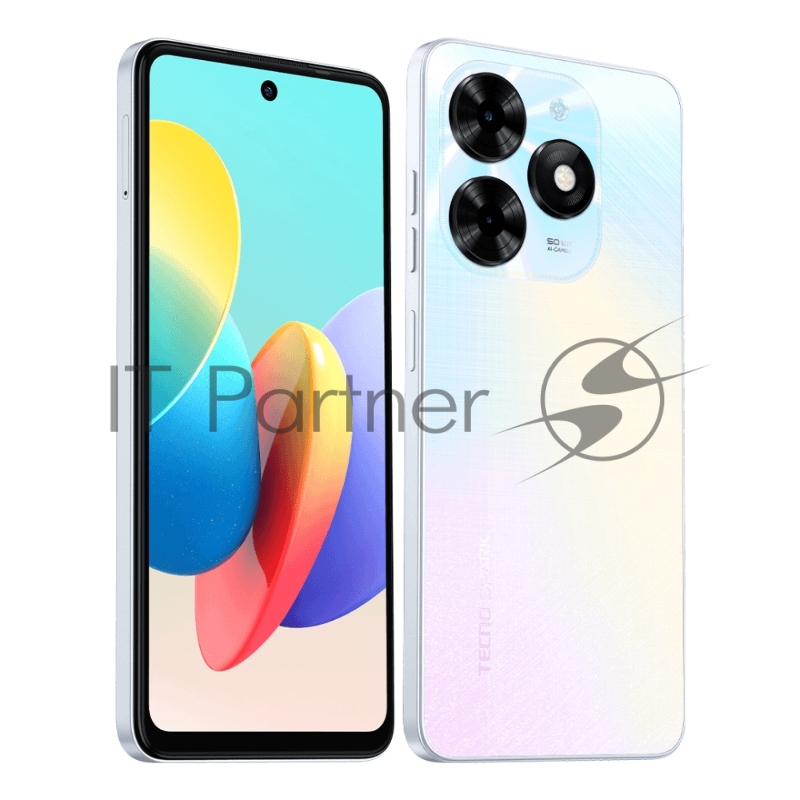 Смартфон BG7n TECNO SPARK 20C 4/256 Mystery White, 6.56, 20:9, 1612 x 720 пикселей, 2.3GHz, 8 Core, 4GB RAM, 256GB, up to 1TB flash, 50Mpix+AI/8Mpix, 2 Sim, 4G, BT v5.0, WiFi 802.11 b/g/n, GPS/AGPS, GLONASS,NFC, Type-C, 5000mAh, Android T-GO, 185,3g,