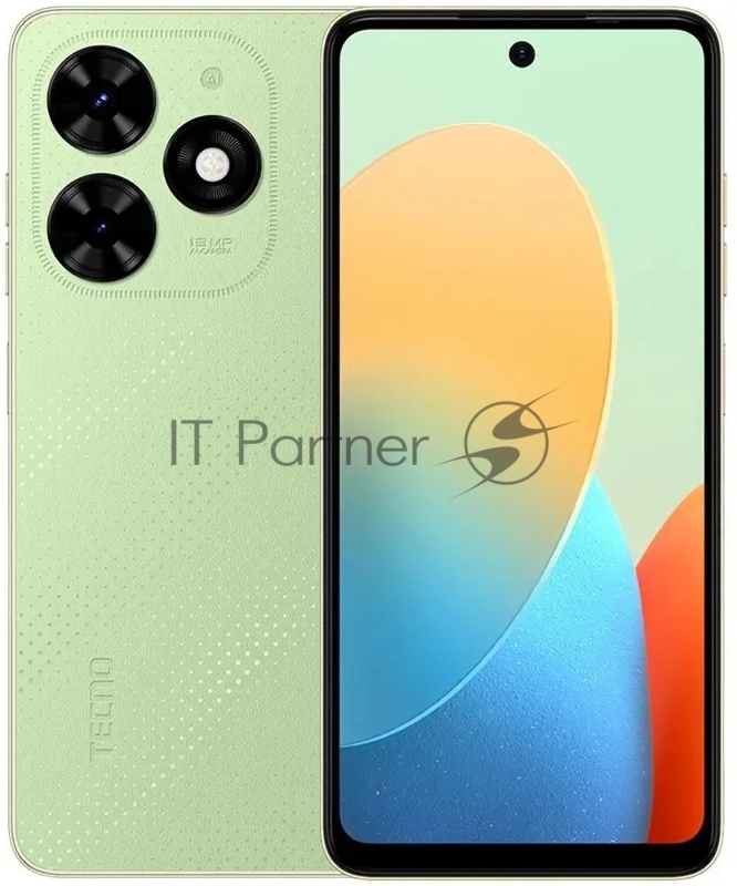 Смартфон BG6 TECNO SPARK Go 2024 3/64 Magic Skin Green, 6.56, 20:9, 1612 x 720 пикселей, 1.6GHz, 8 Core, 3GB RAM, 64GB, up to 1TB flash, 13Mpix+AI/8Mpix, 2 Sim, 4G, BT v5.0, WiFi 802.11 b/g/n, GPS/AGPS, GLONASS,NFC, Type-C, 4900mAh, Android T-GO, 183