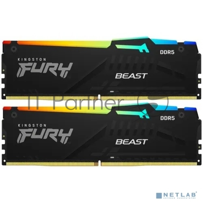 Оперативная память Kingston 16GB 6000MT/s DDR5 CL40 DIMM (Kit of 2) FURY Beast RGB
