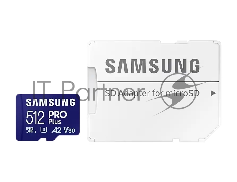Флеш карта microSDXC 512GB Samsung PRO Plus Class 10, A2, V30, UHS-I (U3), W 130 МБ/с, R 180 МБ/с, <MB-MD512SA/KR> адаптер на SD