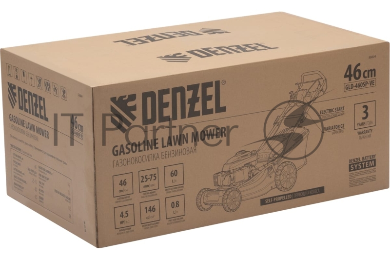 Газонокосилка бензиновая GLD-460SP-VE, 146 см3, шир. 46см, привод, вариатор, эл.старт, 60 л// Denzel