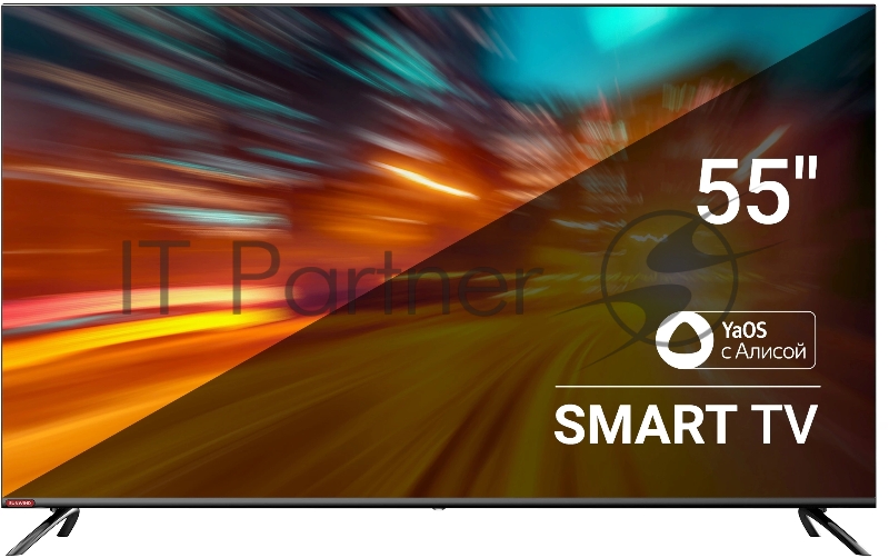 Телевизор LED SunWind 55 SUN-LED55XU401 Яндекс.ТВ Frameless черный 4K Ultra HD 60Hz DVB-T DVB-T2 DVB-C DVB-S DVB-S2 USB WiFi Smart TV