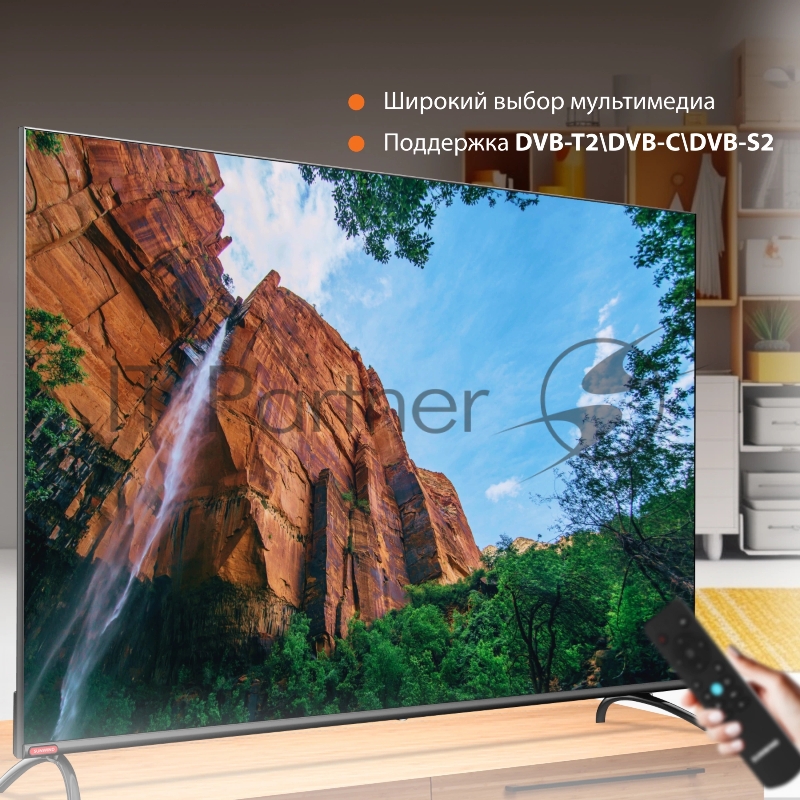 Телевизор LED SunWind 55 SUN-LED55XU401 Яндекс.ТВ Frameless черный 4K Ultra HD 60Hz DVB-T DVB-T2 DVB-C DVB-S DVB-S2 USB WiFi Smart TV