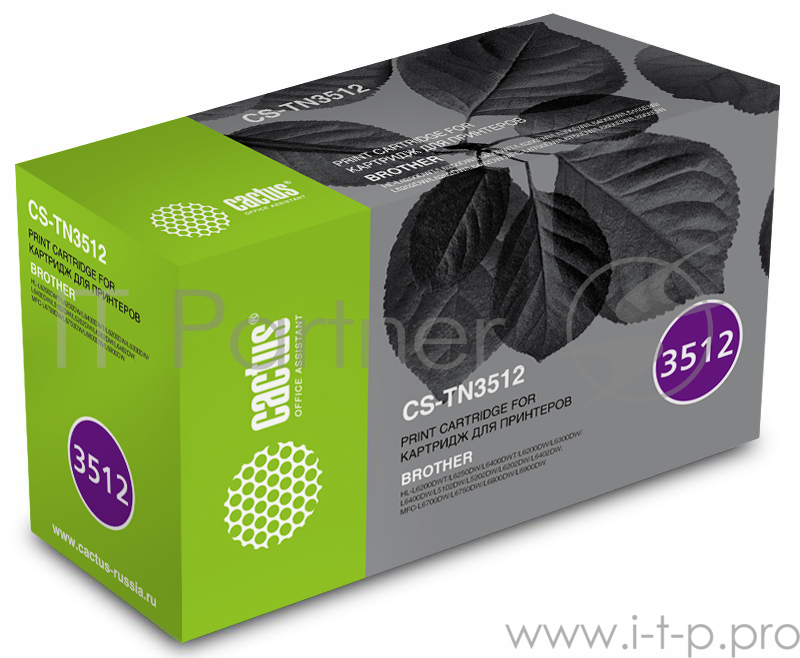 Тонер Картридж Cactus CS-TN3512 черный для Brother DCP L6600DW/L6250DN/L6300DW/L6400DW (12000стр.)