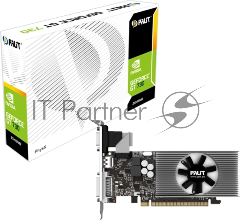 Видеокарта Palit GeForce GT 730 2ГБ (GeForce GT 730, DDR3, D-Sub, DVI, HDMI) (PCI-E)