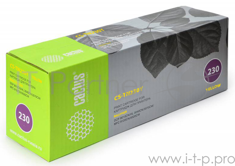 Тонер Картридж Cactus CS-TN230Y желтый для для Brother HL-3040/3070, DCP-9010, MFC-9120/9320 (1400ст