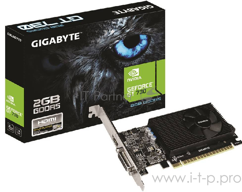 Видеокарта GIGABYTE GeForce GT 730 2ГБ GV-N730D5-2GL (GeForce GT 730, DDR5, DVI, HDMI) (PCI-E)