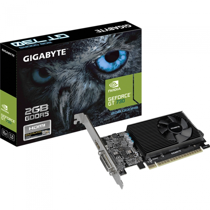 Видеокарта GIGABYTE GeForce GT 730 2ГБ GV-N730D5-2GL (GeForce GT 730, DDR5, DVI, HDMI) (PCI-E)