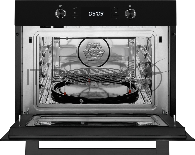 Духовой шкаф компактный с СВЧ Weissgauff OE 449 PDB Black Edition