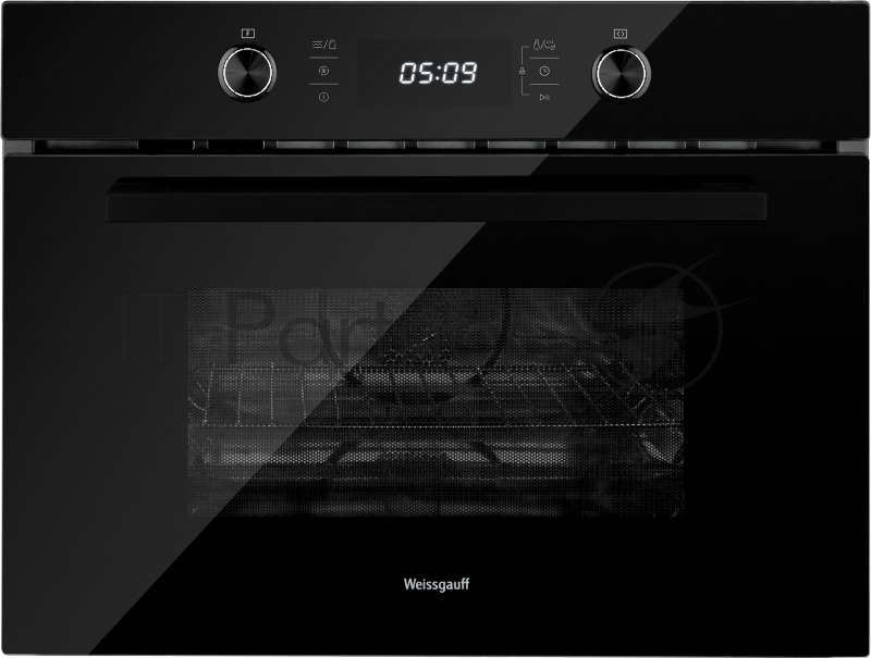 Духовой шкаф компактный с СВЧ Weissgauff OE 449 PDB Black Edition