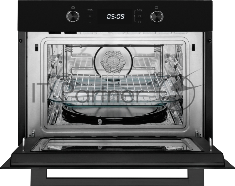 Духовой шкаф компактный с СВЧ Weissgauff OE 449 PDB Black Edition