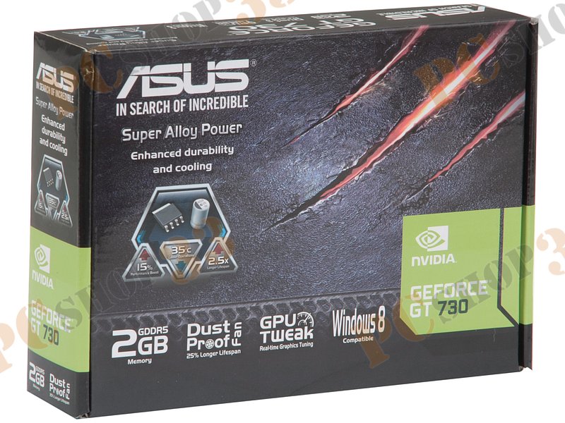 Видеокарта ASUS GeForce GT 730 2ГБ GT730-2GD5-BRK (GeForce GT 730, DDR5, D-Sub, DVI, HDMI) (PCI-E)