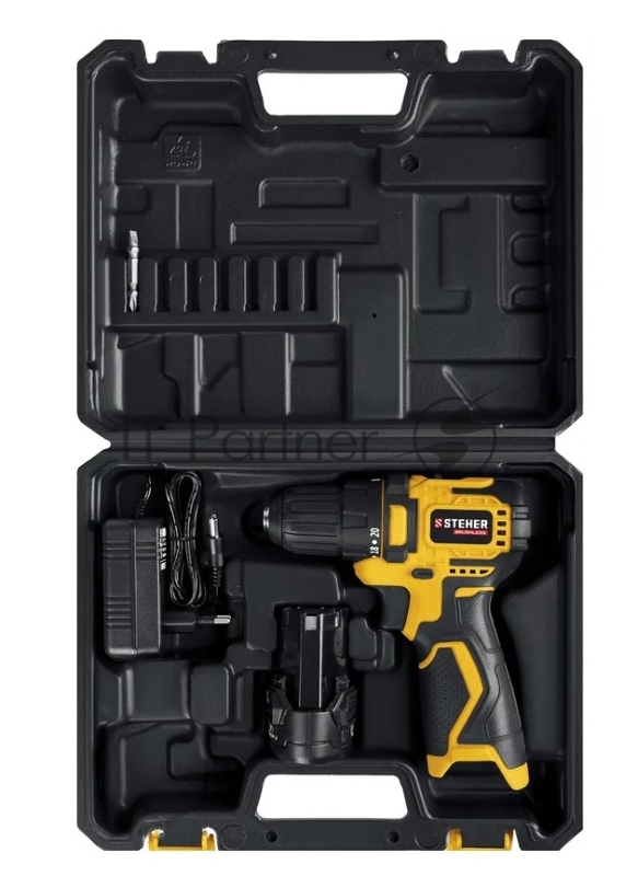 Бесщеточная дрель-шуруповерт STEHER 12 В, 35 Н·м, 1 АКБ (2 А·ч), кейс (CDB-120-1)