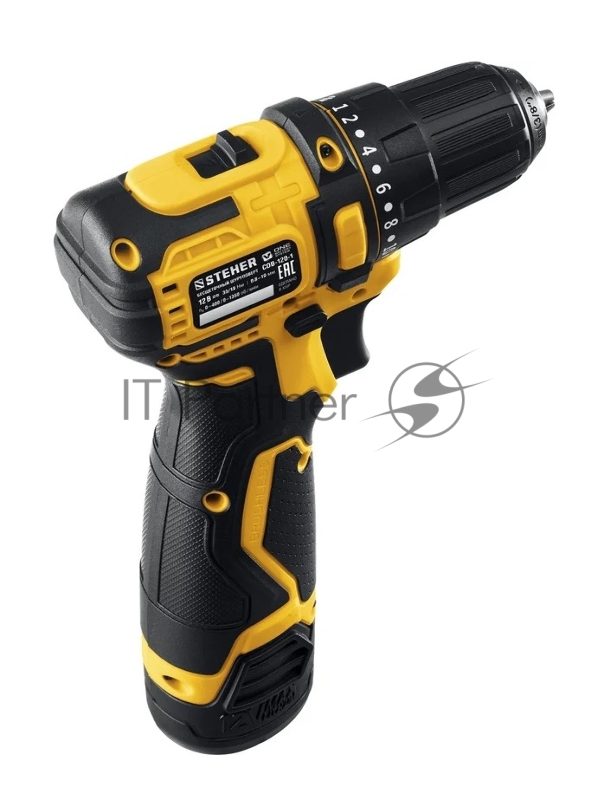 Бесщеточная дрель-шуруповерт STEHER 12 В, 35 Н·м, 1 АКБ (2 А·ч), кейс (CDB-120-1)