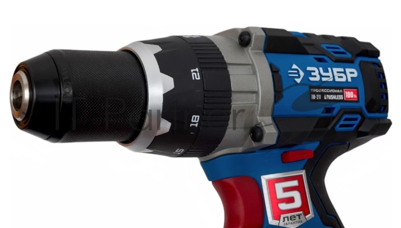 Бесщеточная дрель-шуруповерт ЗУБР Т7, 20 В, 100 Н·м, без АКБ, Профессионал (DB-211)