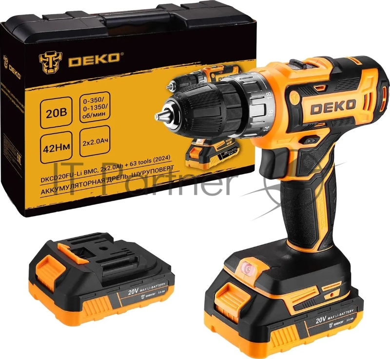Дрель-шуруповерт Deko DKCD20FU-Li аккум. патрон:быстрозажимной (063-4149)