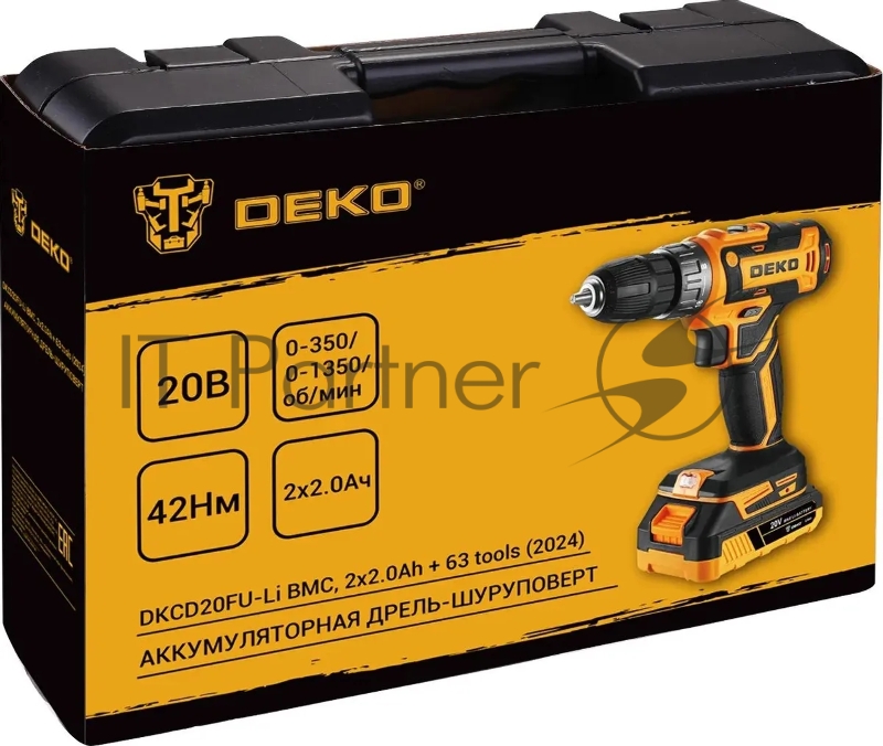 Дрель-шуруповерт Deko DKCD20FU-Li аккум. патрон:быстрозажимной (063-4149)
