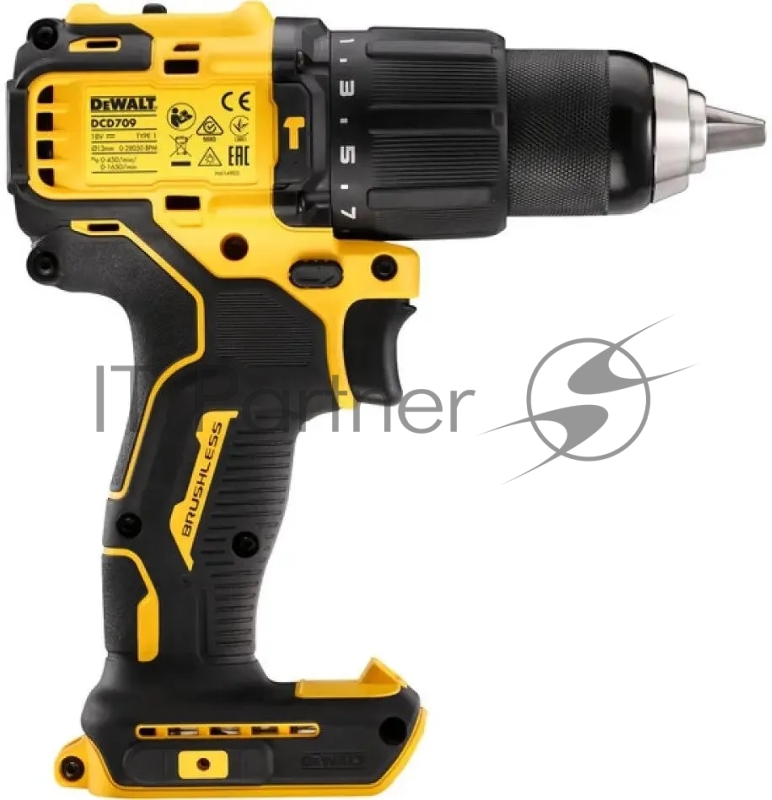Дрель-шуруповерт DeWalt DCD709N-XJ аккум. патрон:быстрозажимной