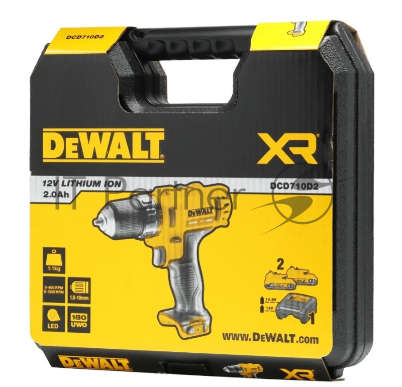Дрель-шуруповерт DeWalt DCD710D2-QW 180Вт аккум. патрон:быстрозажимной (кейс в комплекте)