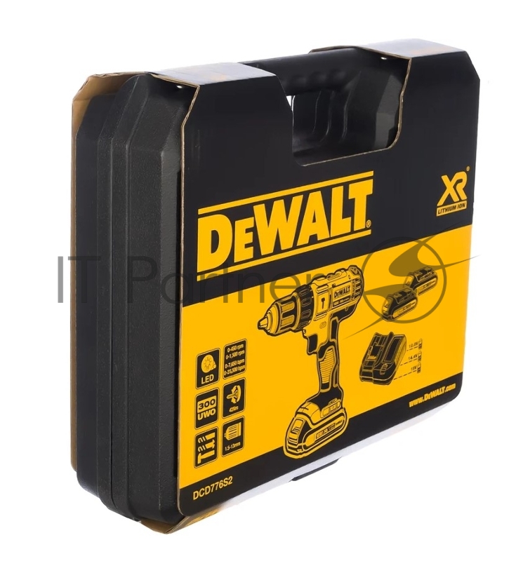 Дрель-шуруповерт DeWalt DCD776S2-ZA 300Вт аккум. патрон:быстрозажимной (кейс в комплекте)