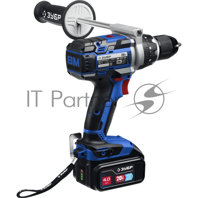 Бесщеточный гайковерт ЗУБР Т7, 20 В, 500 Н·м, 2 АКБ (4 А·ч), кейс, Профессионал (GB-500-42)