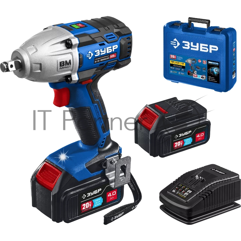 Бесщеточный гайковерт ЗУБР Т7, 20 В, 500 Н·м, без АКБ, Профессионал (GB-500)