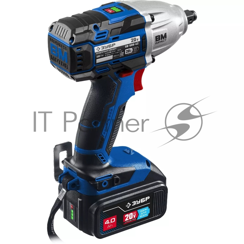 Бесщеточный гайковерт ЗУБР Т7, 20 В, 500 Н·м, без АКБ, Профессионал (GB-500)