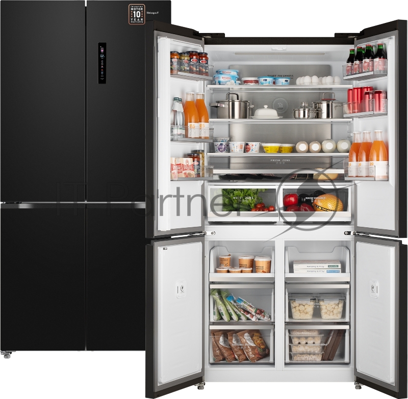 Холодильник WEISSGAUFF WCD 510 INVERTER NO FROST BLACK GLASS