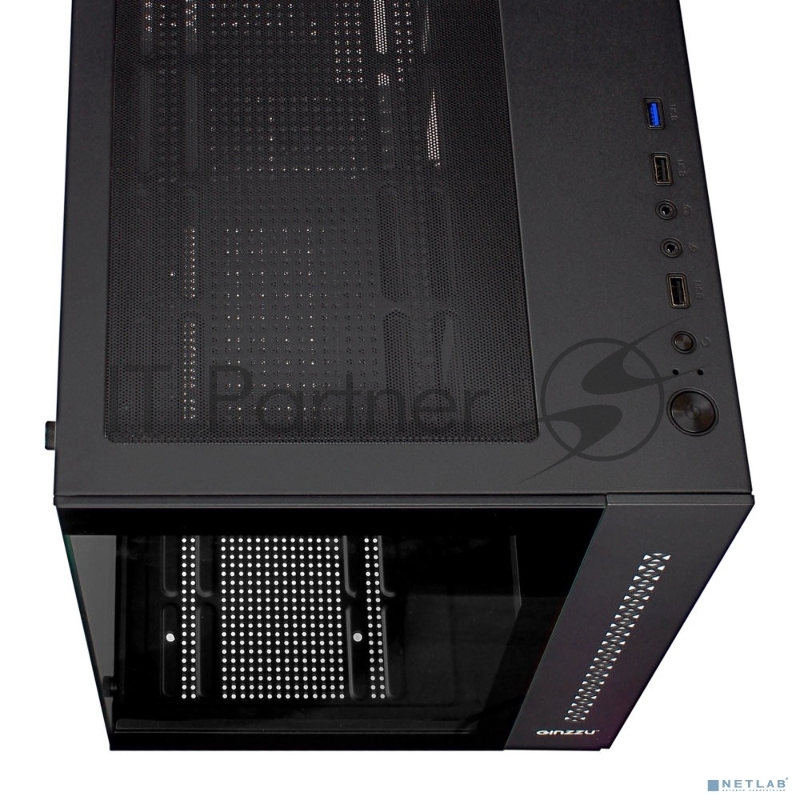 Корпус Ginzzu V320 RGB подсветка, закаленное стекло 1*USB 3.0,1*USB 2.0, AU mATX