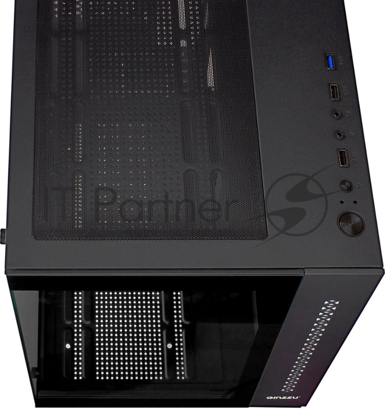 Корпус Ginzzu V320 RGB подсветка, закаленное стекло 1*USB 3.0,1*USB 2.0, AU mATX