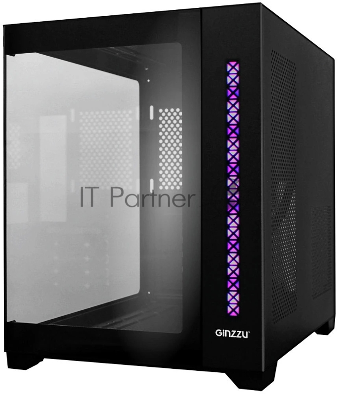 Корпус Ginzzu V320 RGB подсветка, закаленное стекло 1*USB 3.0,1*USB 2.0, AU mATX