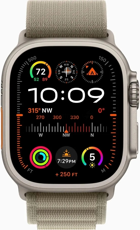 Смарт-часы Apple Watch Ultra 2 A2986 49мм OLED корп.титан Alpine loop рем.оливковый разм.брасл.:145-190мм (MREY3LW/A)