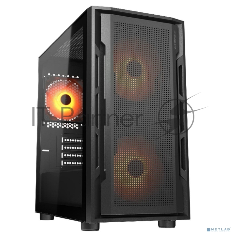 Корпус Cougar Uniface Mini RGB 2x140mm + 1x120mm ARGB Fan, ARGB Fan Hub, без БП, черный, mATX