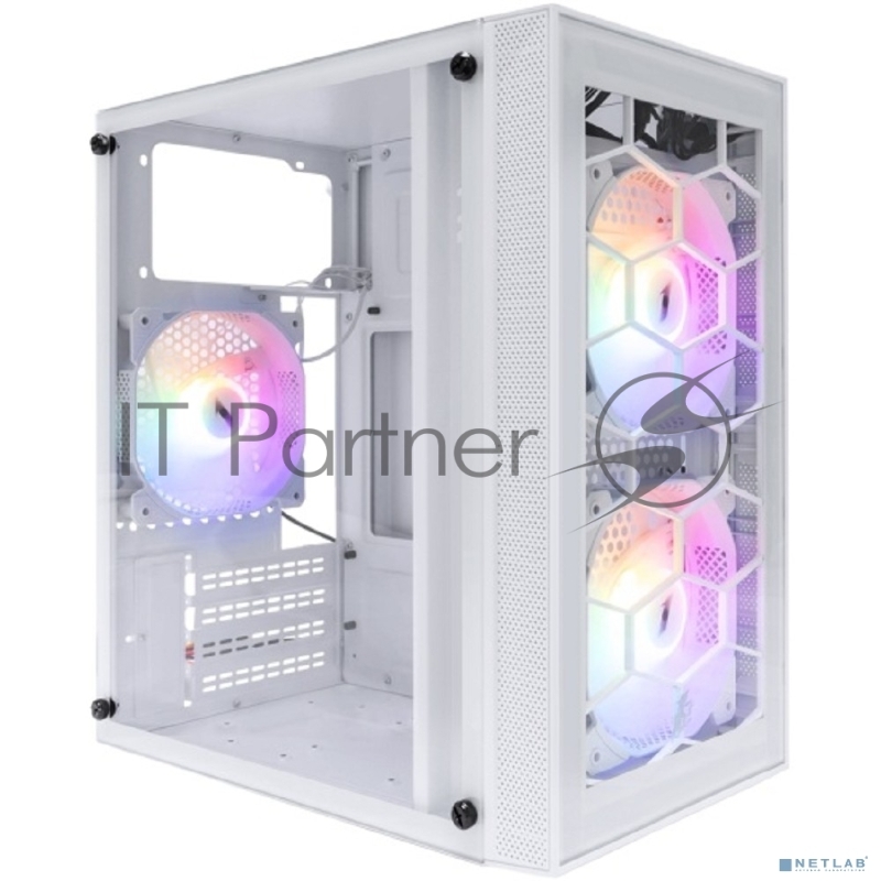 Корпус 1STPLAYER FIREBASE X1 White / mATX / 3x120mm LED fans / X1-WH-3F1-W