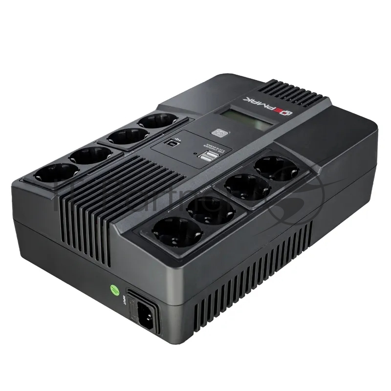 Источник бесперебойного питания Ермак ИБП Линейно-интерактивный 1000 ВА/600 Вт, 8xSchuko, ЖК, 2 х USB (СБП ЕРМАК 220-220.1-32-ВН)