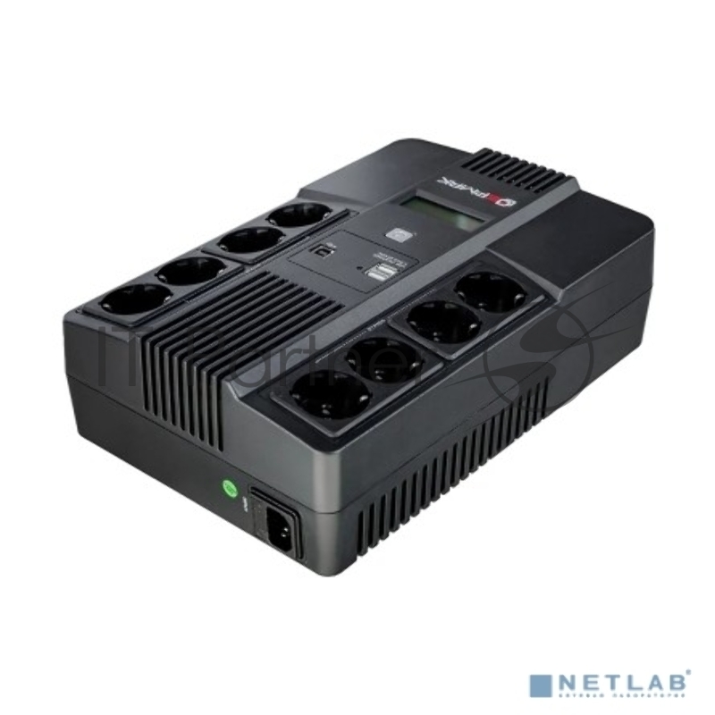 Источник бесперебойного питания Ермак ИБП Линейно-интерактивный 1000 ВА/600 Вт, 8xSchuko, ЖК, 2 х USB (СБП ЕРМАК 220-220.1-32-ВН)