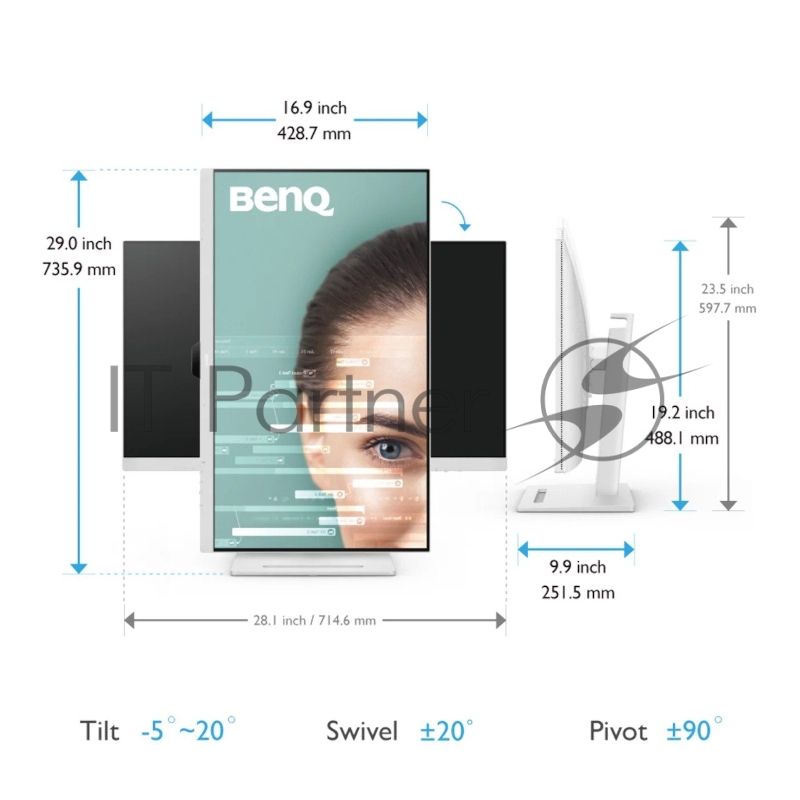 Монитор LCD 31.5 16:9 2560х1440(WQHD) IPS, nonGLARE, 60 Hz, 350 cd/m2, H178°/V178°, 1000:1, 1.07B, 5ms, HDMI, DP, Height adj, Pivot, Tilt, Swivel, Speakers, 3Y, White