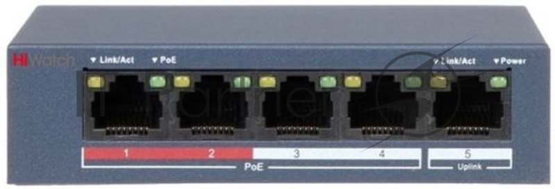 Коммутатор HiWatch DS-S504P(B) 5x100Mb 4PoE+ 35W неуправляемый