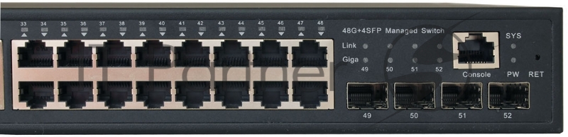 Управляемый коммутатор OSNOVO L2 PoE Gigabit Ethernet на 48 RJ45 PoE + 4*GE SFP, до 30W на порт, суммарно до 800W