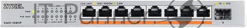 Коммутатор Zyxel XMG-108HP-EU0101F (L2) 8x2.5Гбит/с 1SFP+ 8PoE++ 100W неуправляемый