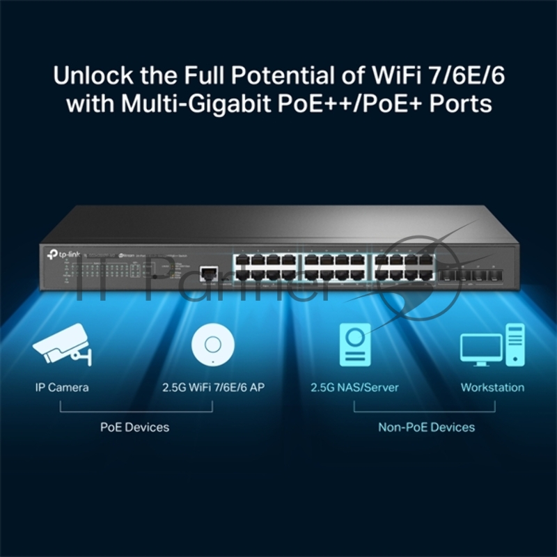 Управляемый коммутатор TP-Link TL-SG3428XPP-M2 JetStream уровня 2+ с 24 портами 2,5 Гбит/с (8 портов PoE++, 16 портов PoE+) и 4 портами SFP+ 10 Гбит/с