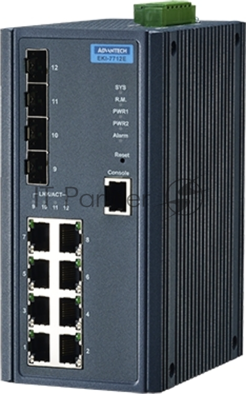 Управляемый коммутатор EKI-7712E-4F-AE Advantech Ethernet, 8 портов RJ-45, 4 порта Gigabit SFP, металлический корпус, IP30