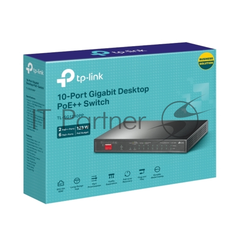 Сетевой коммутатор TP-LINK 1xSFP 1xRJ45 Количество портов PoE+ 6 123 Вт TL-SG1210PP