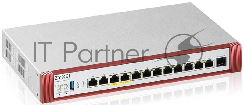 Межсетевой экран Zyxel USG FLEX 500H, Rack, 2xRJ-45: 1/2.5G (LAN/WAN), 2xRJ-45: 1/2.5G PoE+ (LAN/WAN), 8xRJ-45: 1G (LAN/WAN), 1xUSB3.0 **