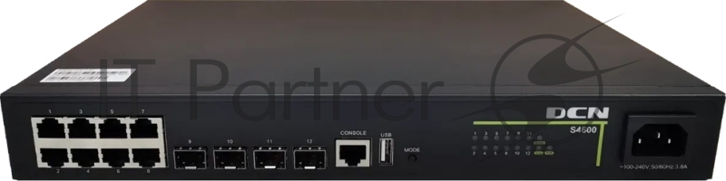 Коммутатор Yunke L2+ PoE Full Gigabit Access Switch(8x 10/100/1000Base-T + 4x 10G SFP+), AC power, static routing, PoE af/at, 125W PoE power