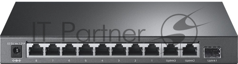 Настольный коммутатор TP-Link TL-SL1311P, 8 портов 10/100 Мбит/с с поддержкой PoE+, 2 гигабитных порта без поддержки PoE, 1 порт SFP, 802.3af/at, бюджет PoE — 65 Вт, стальной корпус