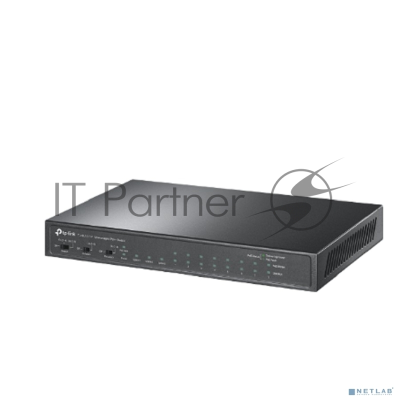 Настольный коммутатор TP-Link TL-SL1311P, 8 портов 10/100 Мбит/с с поддержкой PoE+, 2 гигабитных порта без поддержки PoE, 1 порт SFP, 802.3af/at, бюджет PoE — 65 Вт, стальной корпус