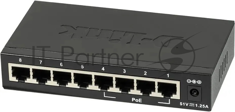 Коммутатор неуправляемый D-Link DES-1008P PoE 8 портов 10/100 Мб/с, 4хPoE 52 Вт