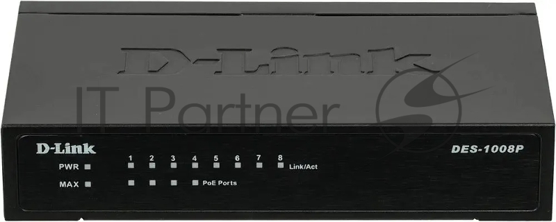 Коммутатор неуправляемый D-Link DES-1008P PoE 8 портов 10/100 Мб/с, 4хPoE 52 Вт