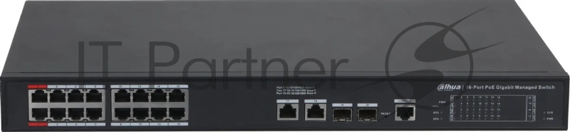 Коммутатор Dahua DH-S4220-16GT-190 (L2) 16x1Гбит/с 2SFP 16PoE 190W управляемый